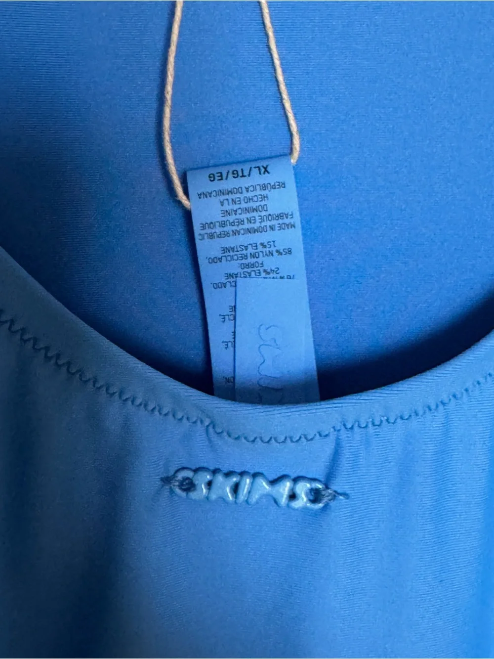 NWT SKIMS Signature Swim Scoop Neck One Piece Swimsuit Tide Blue Size XL